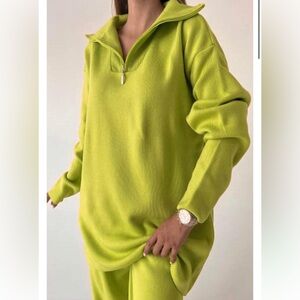 Amazing Turkish lime green knit wool 2 piece set standard size fits till xl